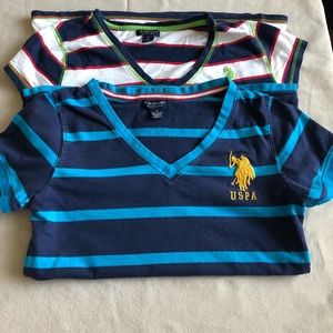 US Polo Assn.V-Shaped.Stripes Shirts.Bundle for 2.